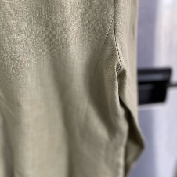 100% LINEN Trousers ETC New York women Sz 6 light green w/fringe shacket money - Picture 8 of 16